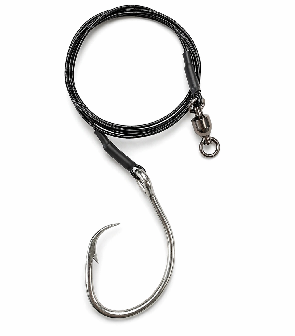 CROSTEEL 16/0 Braided Stainless steel nylon coated 400lb Leader with Mustad 39960 Circle Hook