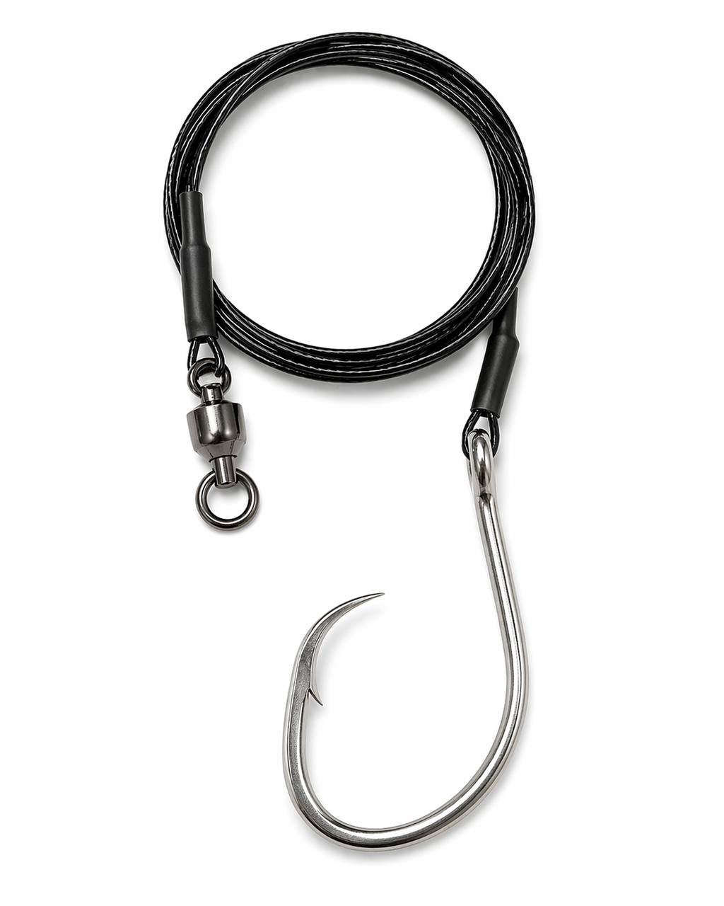 CROSTEEL 14/0 Braided Stainless steel nylon coated 400lb Leader with Mustad 39960 Circle Hook