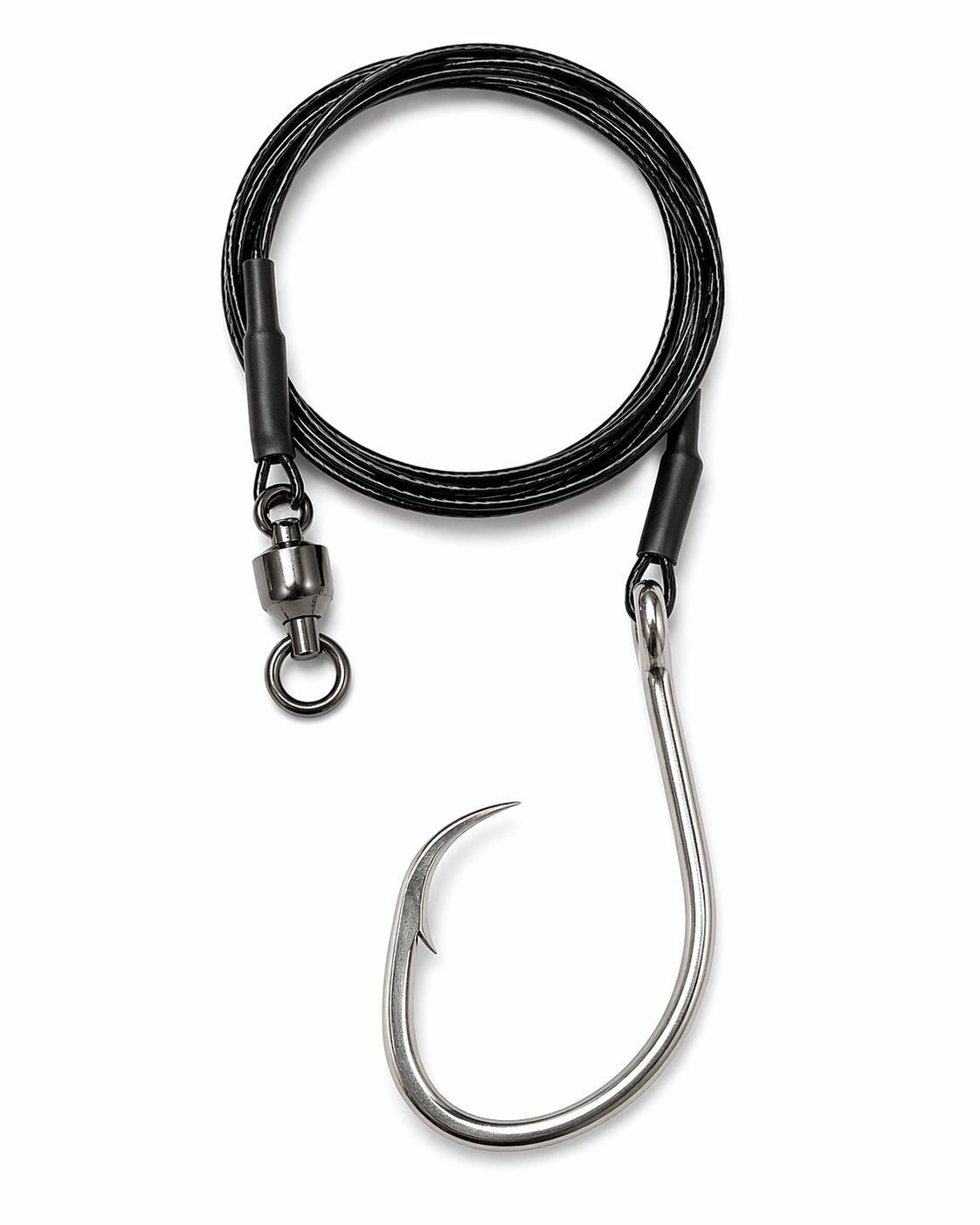 CROSTEEL 14/0 Braided Stainless steel nylon coated 400lb Leader with Mustad 39960 Circle Hook